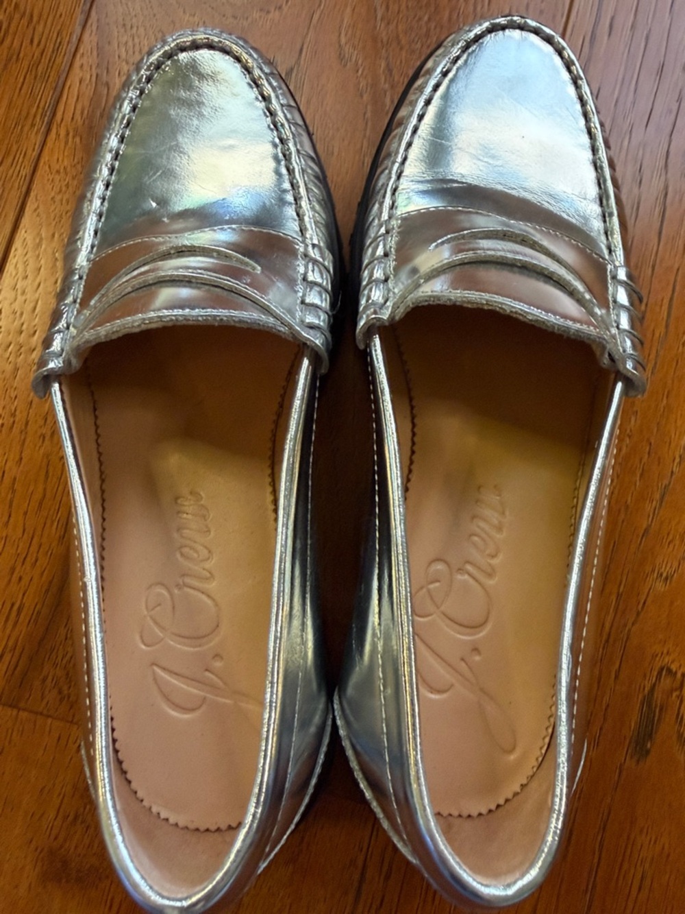 J.Crew Winona Penny Loafers In Metallic Leather - Picture 7 of 11